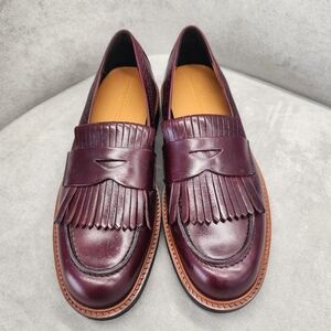 Ecco Loafers Women's 10.5 Burgundy Leather Metropole Oslo Kiltie Lug New $185